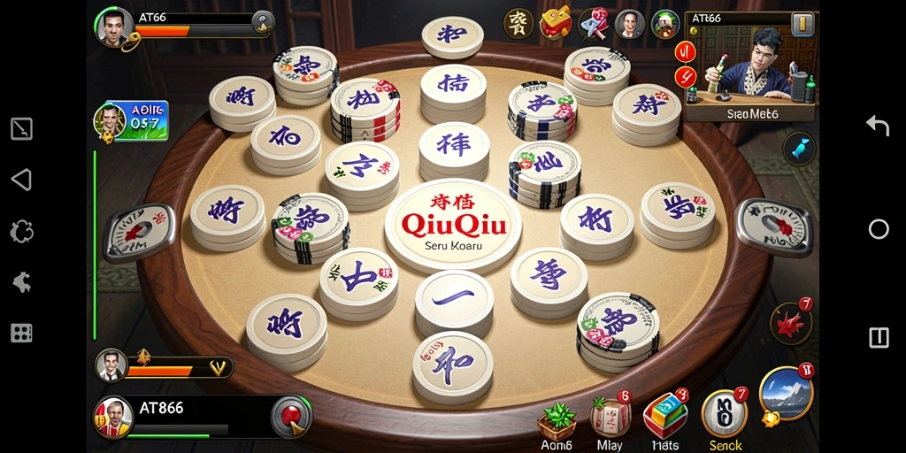 Screenshot AT866 menampilkan aksi seru dalam permainan QiuQiu.