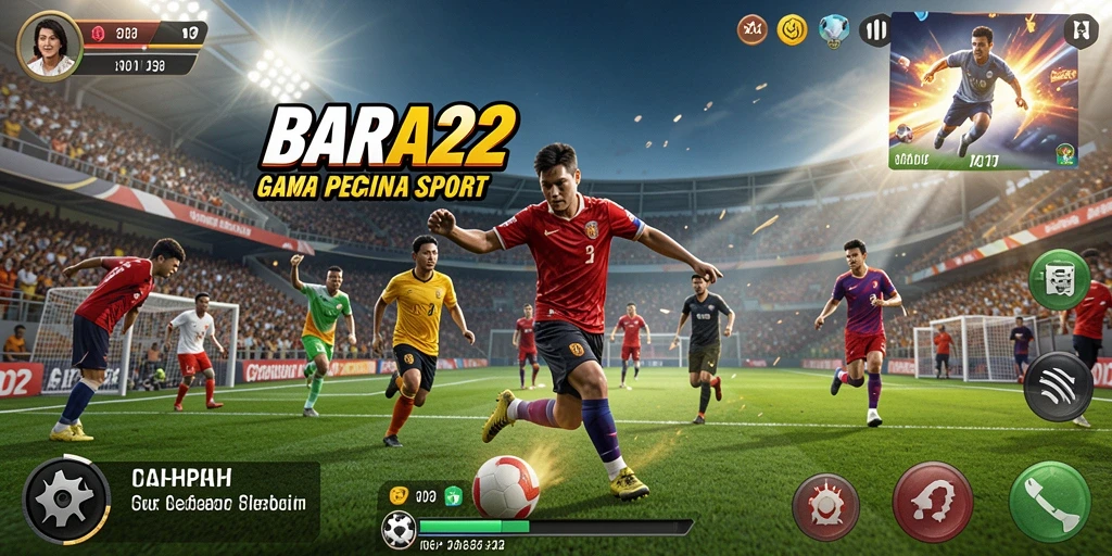 Tampilan gameplay BARA22 dengan aksi seru dan menghadirkan berbagai cabang olahraga.