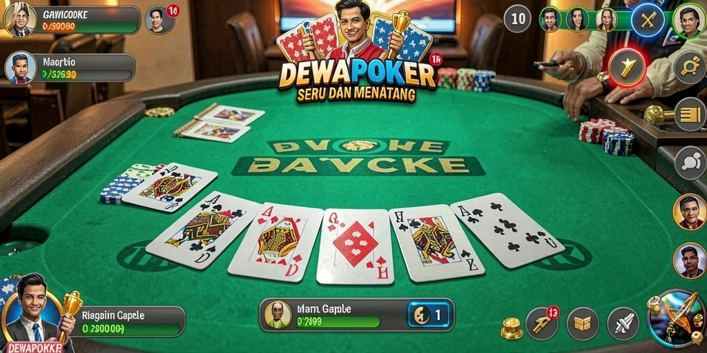 Tampilan gameplay seru dari permainan Gaple di DEWAPOKER.