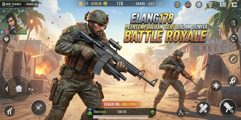 Tampilan gameplay mendebarkan di arena pertempuran Battle Royale.