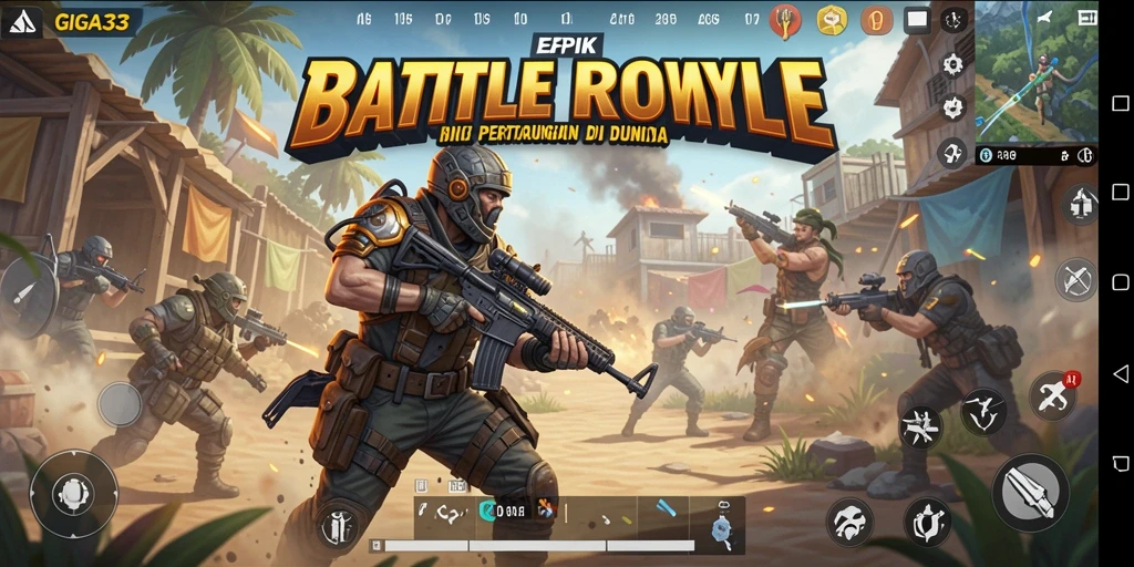 Tampilan gameplay seru dan menegangkan dari GIGA33 Battle Royale.