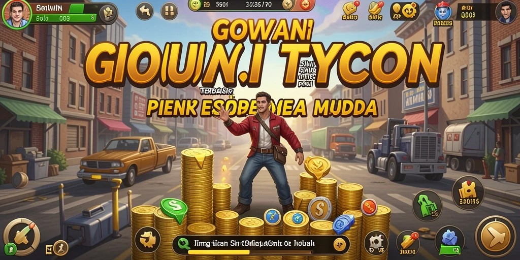 Screenshot GOWIN menunjukkan pemain membangun bisnis sukses.