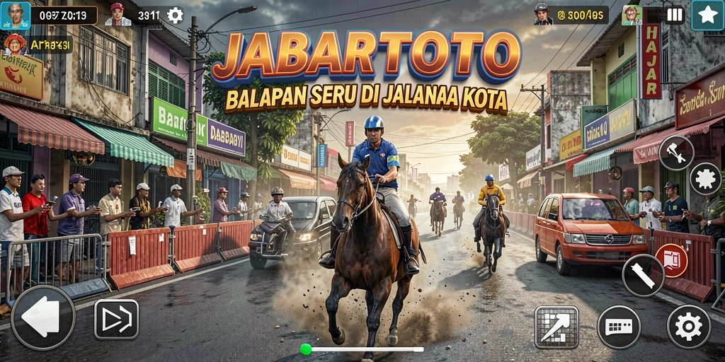 Gameplay balapan seru di JABARTOTO dengan mobil berkecepatan tinggi.
