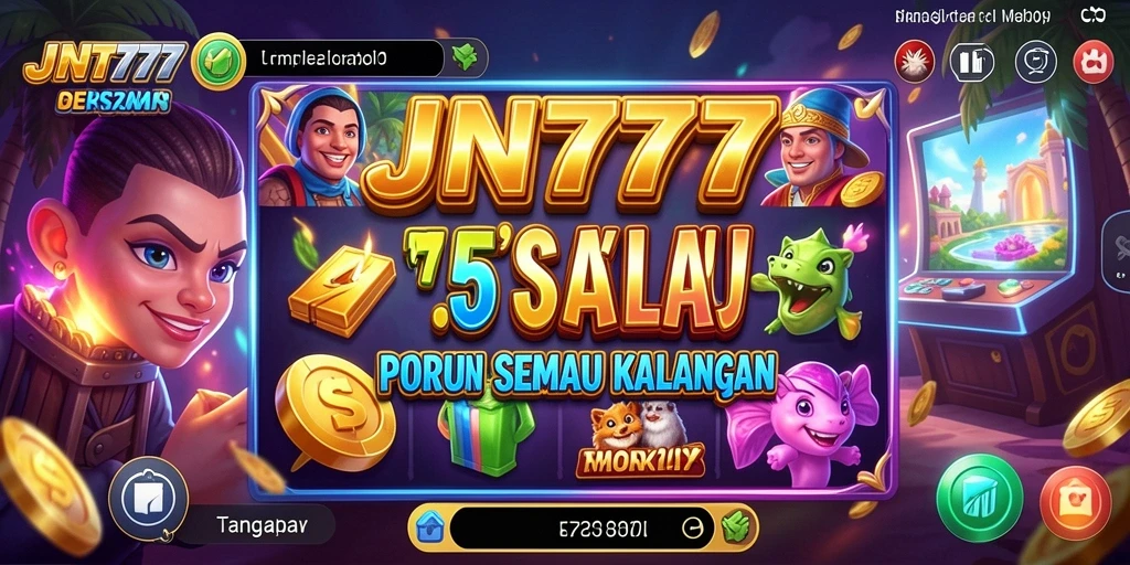 Tampilan utama gameplay JNT777 yang menarik dan penuh warna.