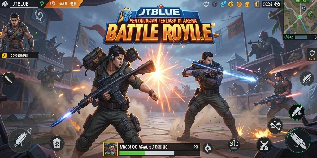 Gameplay seru di JTBLUE yang menampilkan pertarungan Battle Royale yang mendebarkan.