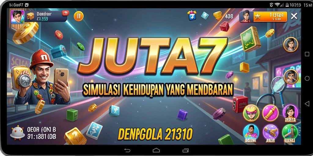 Screenshot gameplay JUTA7 yang menampilkan interaksi karakter dan pembangunan kota.