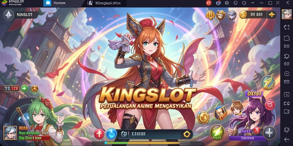 Tangkapan layar gameplay KINGSLOT dengan aksi seru karakter Anime.