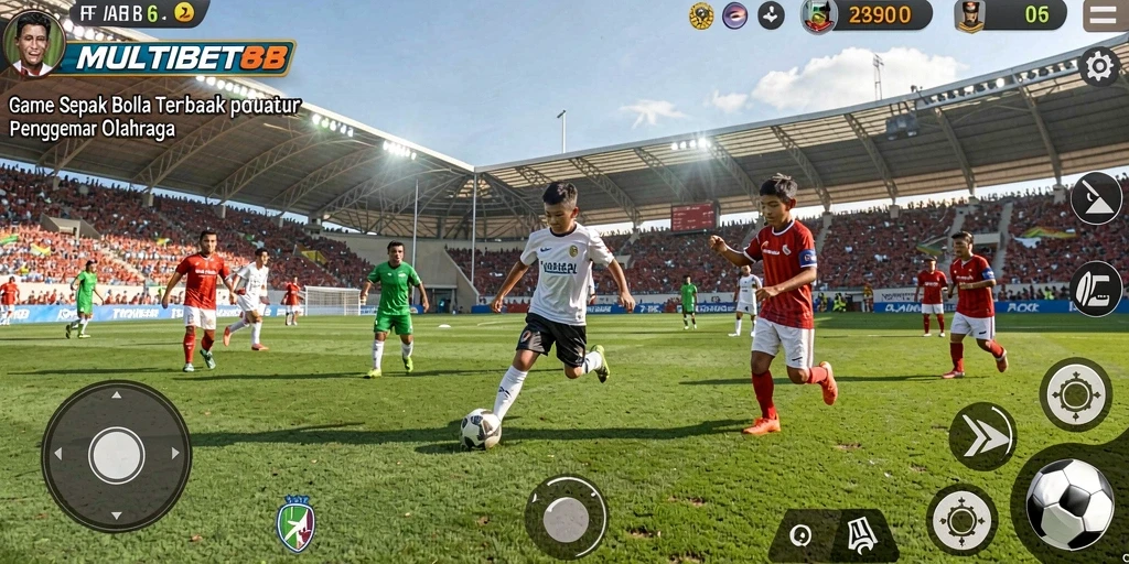 Tampilan gameplay seru dalam MULTIBET88 dengan aksi sepak bola.