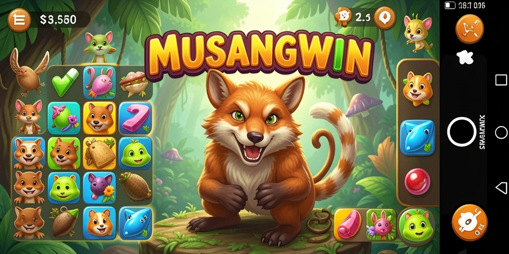 Tampilan gameplay menarik di MUSANGWIN dengan elemen Match-3 yang seru.