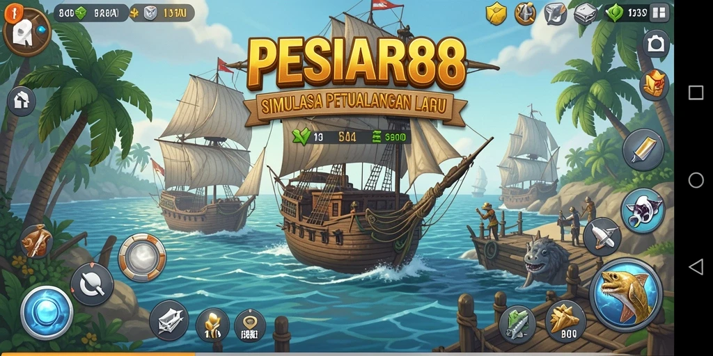 Tampilan gameplay seru di lautan dengan PESIAR88.