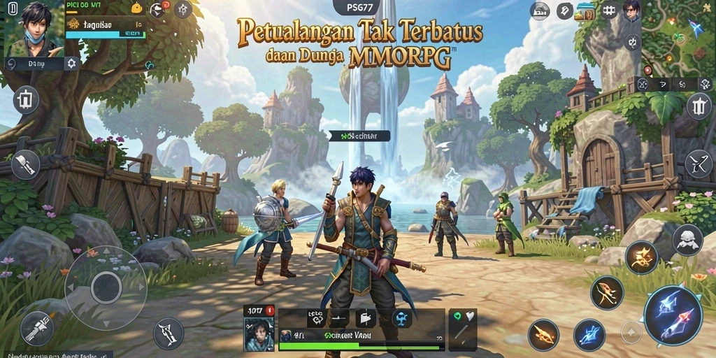 Tampilan gameplay PSG77 yang mengesankan dengan pertarungan seru dan eksplorasi dunia.