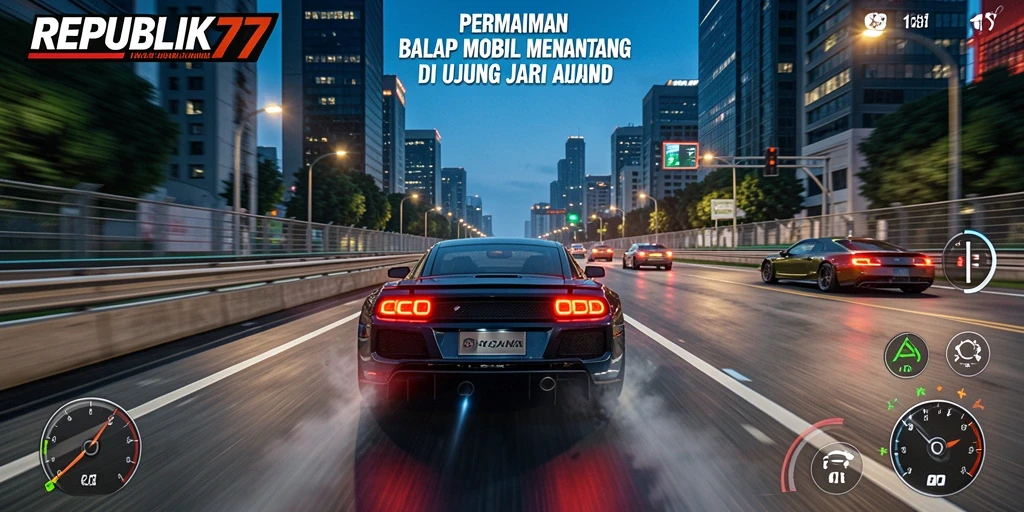 Screenshot gameplay REPUBLIK77 yang menunjukkan aksi balapan seru.