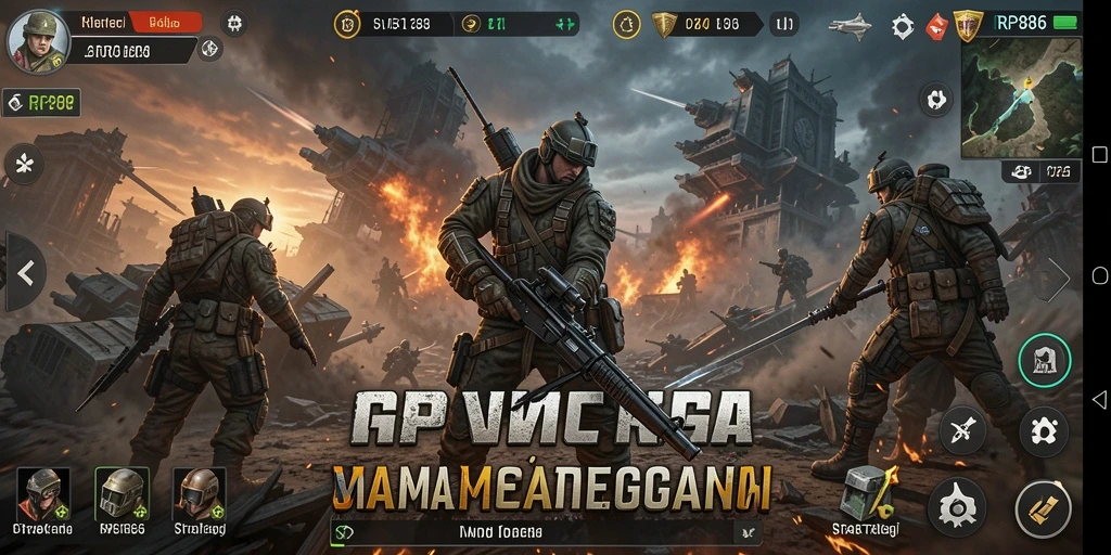Tampilan menarik dari gameplay strategi RP886 yang mendebarkan.