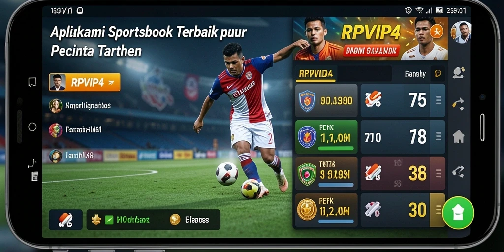 Tangkapan layar utama RPVIP4 menunjukkan tampilan menarik dari aplikasi Sportsbook.
