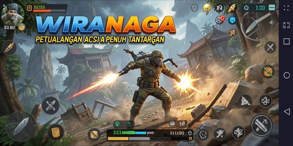 Tampilan gameplay WIRANAGA yang mendebarkan dalam aksi penuh.